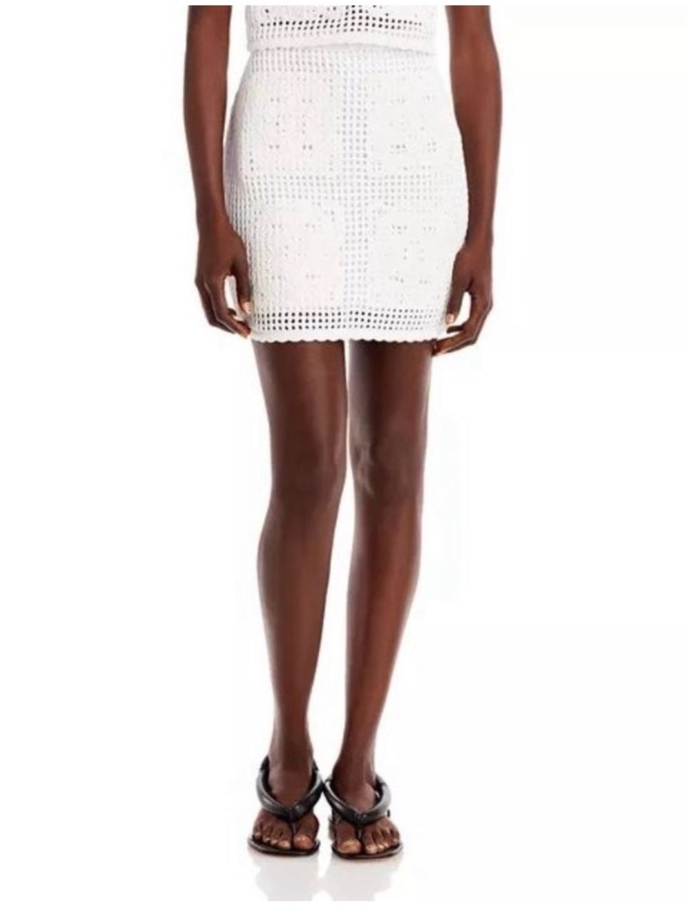 Aqua Crochet Cotton Mini Skirt White S